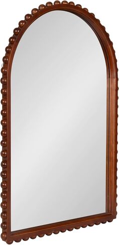 Kate and Laurel Beadbrook Modern Beaded Arched Mirror, 20 x 30, Walnut Brown, Transitional Arch Wall Mirror for Use as Bathroom Mirror or Entryway Mirror Decor in Saudi Arabia
