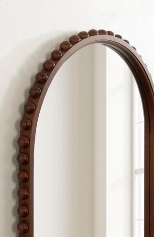 Kate and Laurel Beadbrook Modern Beaded Arched Mirror, 20 x 30, Walnut Brown, Transitional Arch Wall Mirror for Use as Bathroom Mirror or Entryway Mirror Decor in Saudi Arabia