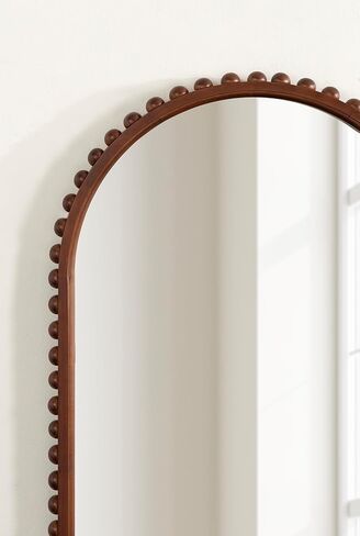 Kate and Laurel Beadbrook Modern Beaded Arched Mirror, 20 x 30, Walnut Brown, Transitional Arch Wall Mirror for Use as Bathroom Mirror or Entryway Mirror Decor in Saudi Arabia