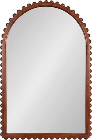 Kate and Laurel Beadbrook Modern Beaded Arched Mirror, 20 x 30, Walnut Brown, Transitional Arch Wall Mirror for Use as Bathroom Mirror or Entryway Mirror Decor in Saudi Arabia