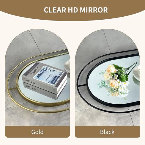 Wall Mirror with Foldable Wood Shelf, Black Bathroom Mirror with 4 Metal Hooks, 20x30 inches Arch Makeup Vanity Mirrors Decorative for Entryway, Bedroom, Dressing Room in Kuwait