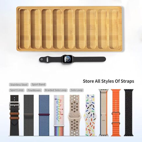 Wooden Watch Band Organizer Watch Holder for Men, 2 Pcs Works with All Apple Watch Band Holder Wood Design - 9 Slot Storage Box DIY Crafting Drawer Organizer (7.48 x 6.77 x 0.67 Inches) in Saudi Arabia