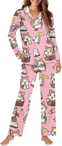 Women's Sleepwear Set 2Pcs Soft & Skin-Friendly Lounge Wear Animal Floral Pattern Leisure Style Print in Saudi Arabia
