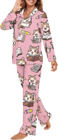 Women's Sleepwear Set 2Pcs Soft & Skin-Friendly Lounge Wear Animal Floral Pattern Leisure Style Print in Saudi Arabia
