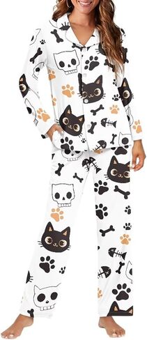 Women's Sleepwear Set 2Pcs Soft & Skin-Friendly Lounge Wear Animal Floral Pattern Leisure Style Print in Saudi Arabia