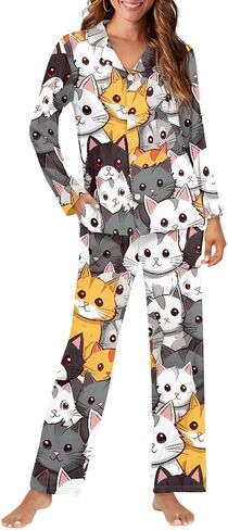 Women's Sleepwear Set 2Pcs Soft & Skin-Friendly Lounge Wear Animal Floral Pattern Leisure Style Print in Saudi Arabia