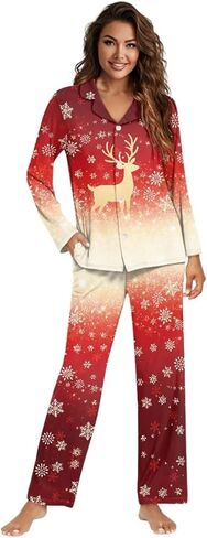 Women's Sleepwear Set 2Pcs Soft & Skin-Friendly Lounge Wear Animal Floral Pattern Leisure Style Print in Saudi Arabia