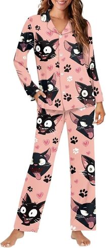 Women's Sleepwear Set 2Pcs Soft & Skin-Friendly Lounge Wear Animal Floral Pattern Leisure Style Print in Saudi Arabia