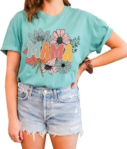 Mama T-Shirt, Pregnancy Reveal to Mother, 100% Cotton Premium Quality, Retro Look Oversized Graphic Tee in Kuwait