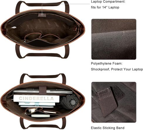 S-ZONE Genuine Leather Tote Bag for Women Vintage Shoulder Purse Work Handbag with Front Pockets in Saudi Arabia