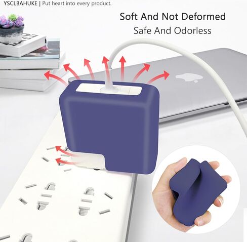 30W/35W Soft Silicone Charger Protective Case - Compatible with MacBook Air 15/13 inch (M2 A2941 2023, A2681 2022; M1 A2337 A2179 2020; A1932 2019/2018) - Power Adapter Sleeve,Navy Blue in Saudi Arabia