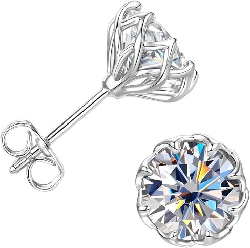Solitaire Stud Earrings for Women, 14K Gold Filled Imitation Diamond Moissanite Studs Dainty Floral Bud Channel Set Women Earrings Jewelry Valentine Anniversary Day Birthday Gifts for Her in Saudi Arabia