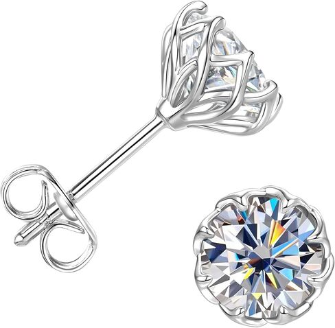 Solitaire Stud Earrings for Women, 14K Gold Filled Imitation Diamond Moissanite Studs Dainty Floral Bud Channel Set Women Earrings Jewelry Valentine Anniversary Day Birthday Gifts for Her in Saudi Arabia