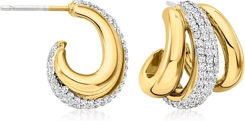 Ross-Simons 14kt Yellow Gold-Plated 3-Row Earrings With 1.64 ct. t.w. Czs in Saudi Arabia