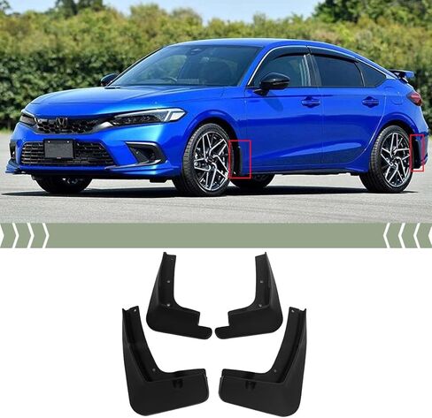 يناسب 2022+ Honda Civic Sedan Direct FIT Black 4PCS MUD Flap Splash Guard Set in Saudi Arabia
