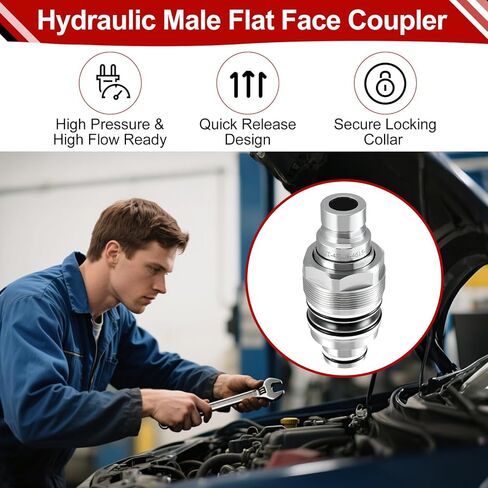 6679837 6680018 Hydraulic Quick Coupler Kit, Male & Female Flat Face Connectors Compatible with Bobcat 753-883 A220-A770 S130-S770 T140-T870, Hydraulic Quick Connect Coupler Thread 46mm in Kuwait