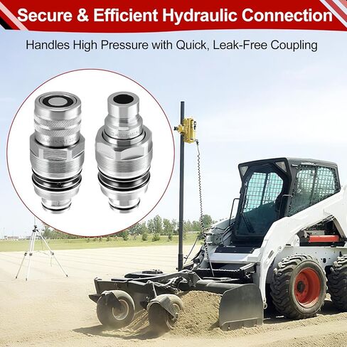 6679837 6680018 Hydraulic Quick Coupler Kit, Male & Female Flat Face Connectors Compatible with Bobcat 753-883 A220-A770 S130-S770 T140-T870, Hydraulic Quick Connect Coupler Thread 46mm in Kuwait