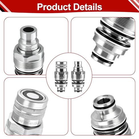 6679837 6680018 Hydraulic Quick Coupler Kit, Male & Female Flat Face Connectors Compatible with Bobcat 753-883 A220-A770 S130-S770 T140-T870, Hydraulic Quick Connect Coupler Thread 46mm in Kuwait