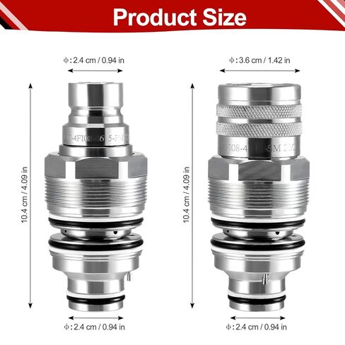 6679837 6680018 Hydraulic Quick Coupler Kit, Male & Female Flat Face Connectors Compatible with Bobcat 753-883 A220-A770 S130-S770 T140-T870, Hydraulic Quick Connect Coupler Thread 46mm in Kuwait
