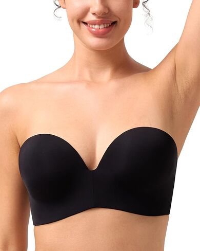 songful by HSIA Strapless Bras for Women Push Up Wireless Non-Slip Seamless Plunge Bandeau Bras with Multi-Way Straps in Kuwait