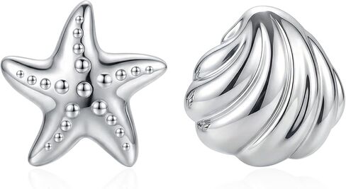 أقراط من الفضة الإسترلينية عيار 925 للنساء لا تسبب الحساسية على شكل سلحفاة بحرية خلفية، صدفة صغيرة، نجم البحر، الدلفين، عظم السمك، هدايا مجوهرات الشاطئ الصيفية للحوت in Kuwait