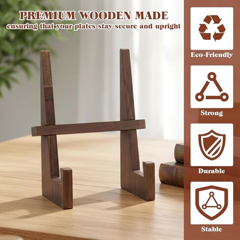 Wooden Plate Stands, 8.8 Inch Wood Plate Display Stands Decorative Picture Frame Holder Stand Table Top Easels for Book Dish Photo Plaque Platter in Saudi Arabia