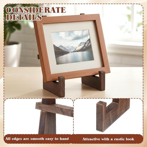Wooden Plate Stands, 8.8 Inch Wood Plate Display Stands Decorative Picture Frame Holder Stand Table Top Easels for Book Dish Photo Plaque Platter in Saudi Arabia