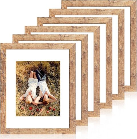 iRahmen 5x7 Picture Frame Set of 6, Black Frame with High Definition Real Glass, 5 x 7 Wood Photo Frames for Tabletop Display and Wall Mounting in Kuwait