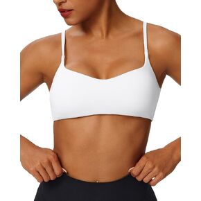 حمالات صدر رياضية ملتوية متقاطعة الظهر للنساء بأشرطة رفيعة قابلة للتعديل، سترة يوغا قصيرة بدون أكمام، أساسية لاسلكية كامي، دعم خفيف in Kuwait