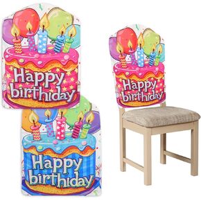 2 Pcs Happy Birthday Chair Cover Double Side 17x23 Inch Colorful Birthday Seat Covers for Kids Birthday Party Decorations School Classroom Home Office Decor (Pink and Blue) in Kuwait