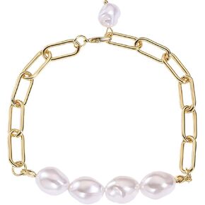 HETICA Baroque Pearl Bracelet for Women Irregular White Pearls Gold Bracelet Jewelry Gift in Kuwait