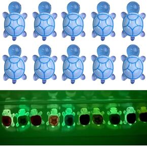 10pcs Mini Resin Turtle Figurine - Glow in The Dark Cute Little Turtles Figurine, Animal Theme Party Decoration, Garden Miniature Landscape Ornament Gift - Green in Kuwait