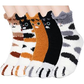 Fuzzy Cat Socks for Women Paw Fluffy Socks Cute Design with Elastic Cuff Cozy Soft Durable Stretch Fit as Gift in Kuwait