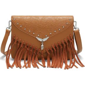 حقائب كروس للنساء من الجلد وحقيبة كتف بطباعة غربية مع شرابة من جلد الغزال in Kuwait