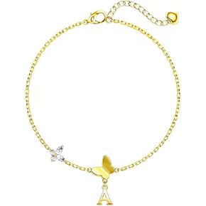 Butterfly Initial Gold Bracelets for Women, 14K Gold Plated Dainty Letter Name A-Z Charm Bracelet Cute Jewelry Valentines Day Gifts for Couples Wife Sister Girlfriend Friendship in Saudi Arabia