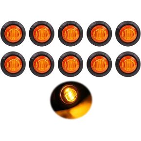 مصابيح LED مستديرة، 10 قطع 3/4 بوصة 3LED أضواء جانبية للمقطورة، مؤشرات أمامية وخلفية علوية، ضوء خلفي لشاحنة مقطورة شاحنة بيك اب 24 فولت (أصفر) in Saudi Arabia