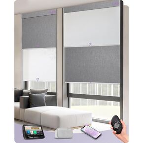 Graywind Motorized Dual Shades for Windows Smart Double Blinds Blackout and Sheer Motorized Blinds with Remote Alexa Google Control Day Night Shades, Custom Size (Blackout Linen Beige) in Kuwait