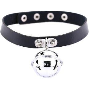 Outman Women PU Leather Punk Choker Necklace Goth Choker Collar Waist Belt Gothic (Black with Bell) in Kuwait