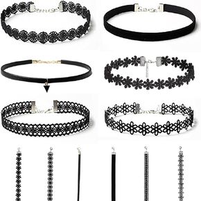 ZukoCert 6 PCS Black Lace Choker Set for Women, Gothic Velvet Neck Choker, Sexy Goth Cross Necklace, Aesthetic Gift for Party in Kuwait