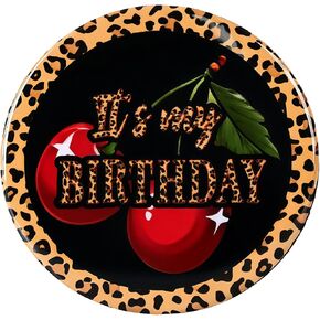 Leopard Cherry Birthday Pin - Cheetah Cherry Print "It's My Birthday" Button for Cheetah Cherry Party, Makeup Theme, Girls Night & Birthday Favors in Kuwait