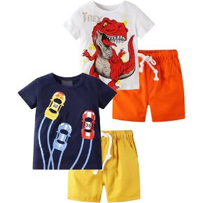 Toddler Boy Summer Clothes Outfits Playwear Kids Cotton Short Sleeve Shirt Shorts Set 2-7 Years in Kuwait