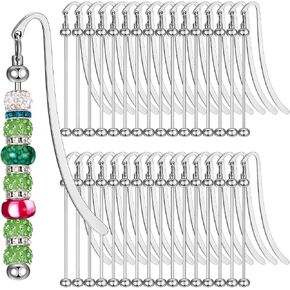 24 قطعة من الإشارات المرجعية القابلة للخرز، DIY شريط فضي فارغ من الإشارات المرجعية للخرز الحرفية قلادة معدنية هدايا ساحرة للمعلمين والطلاب ومحبي الكتب واللوازم المكتبية in Kuwait