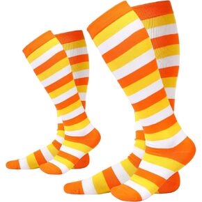 2 Pairs Candy Corn Socks Striped Knee High Stockings High Witch Knee Stockings Halloween Tube Socks in Kuwait