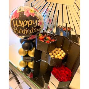 UNIKPACKAGING صندوق هدايا الزهور مع طبقات مفاجئة، شكل سداسي، 8.5 × 7.4 × 15 بوصة، للهدايا الفاخرة وترتيبات الزهور (وردي) in Kuwait