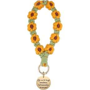 Kvekstio Macrame Keychain Wristlet Keychain, Weavea Floral Keyring Holder Bracelet Cute Lanyard Key Chain for Women in Kuwait