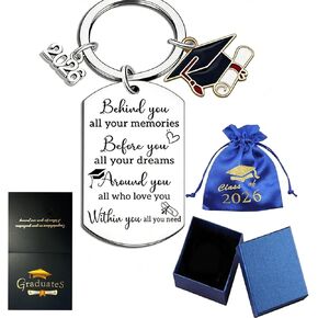 2026 Graduation Gifts Keychain with Poem, College Send-off Care Package for New Grad, Class of 2026 Senior Gift for Her Him, Black Card, Blue Velvet Pouch & Gift Box in Kuwait