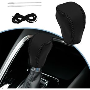 Msyuusr Car Gear Shift Cover, DIY Leather Shift Lever Cover, Automotive Accessories Gear Shifter Cover for Protecting Stick Shift Knob, Compatible with Honda Inspire Crider Integra (Leather Black Red) in Kuwait