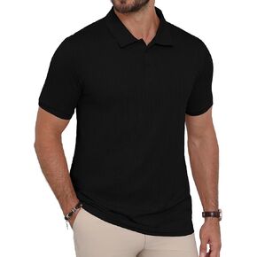 KUYIGO Mens Textured Polo Shirt Casual Collared Shirt Regular Fit Stretchy Golf Shirts in Kuwait