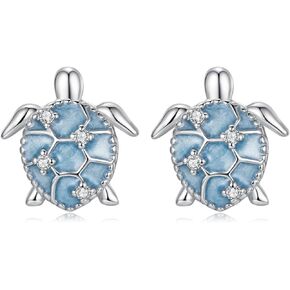 Shysnow Starfish Turtle Seashell Stud Earrings Sterling Silver 925 Blue Cubic Zirconia Ocean Sea Aniaml Jewelry Gifts for Her Women in Kuwait