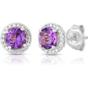 أقراط Femme Luxe Halo Birthstone مرصعة بالألماس من الفضة عيار 925 in Kuwait